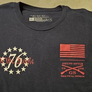 Grunt Style Black Short-Sleeve Tee with Red & Cream Graphics